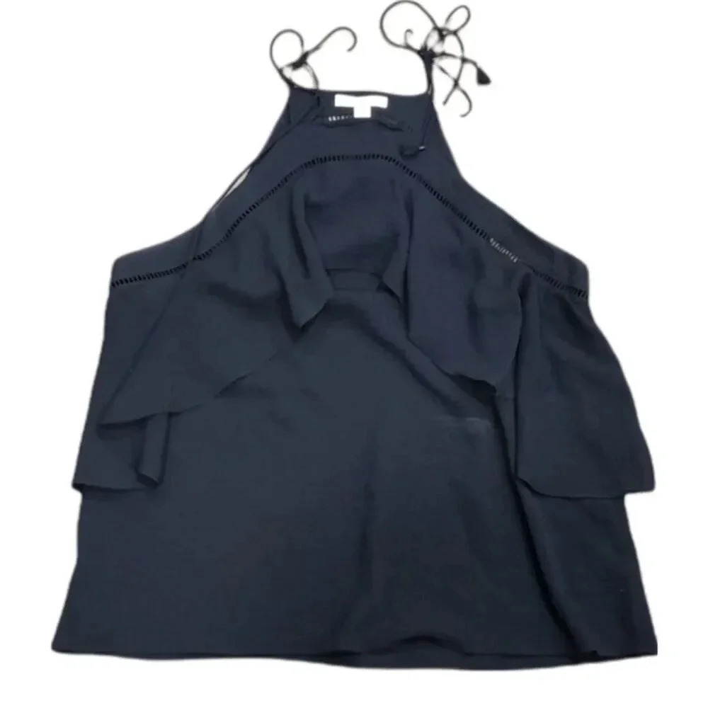 Ella Moss Black Halter Ruffle Tank Top Bouse M